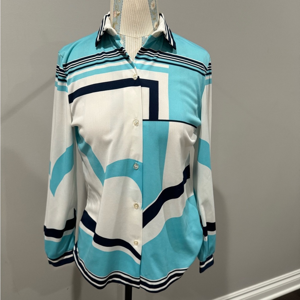 True Vintage 70s Shirt Trissi Novelty Button Up Abstract Sz S
